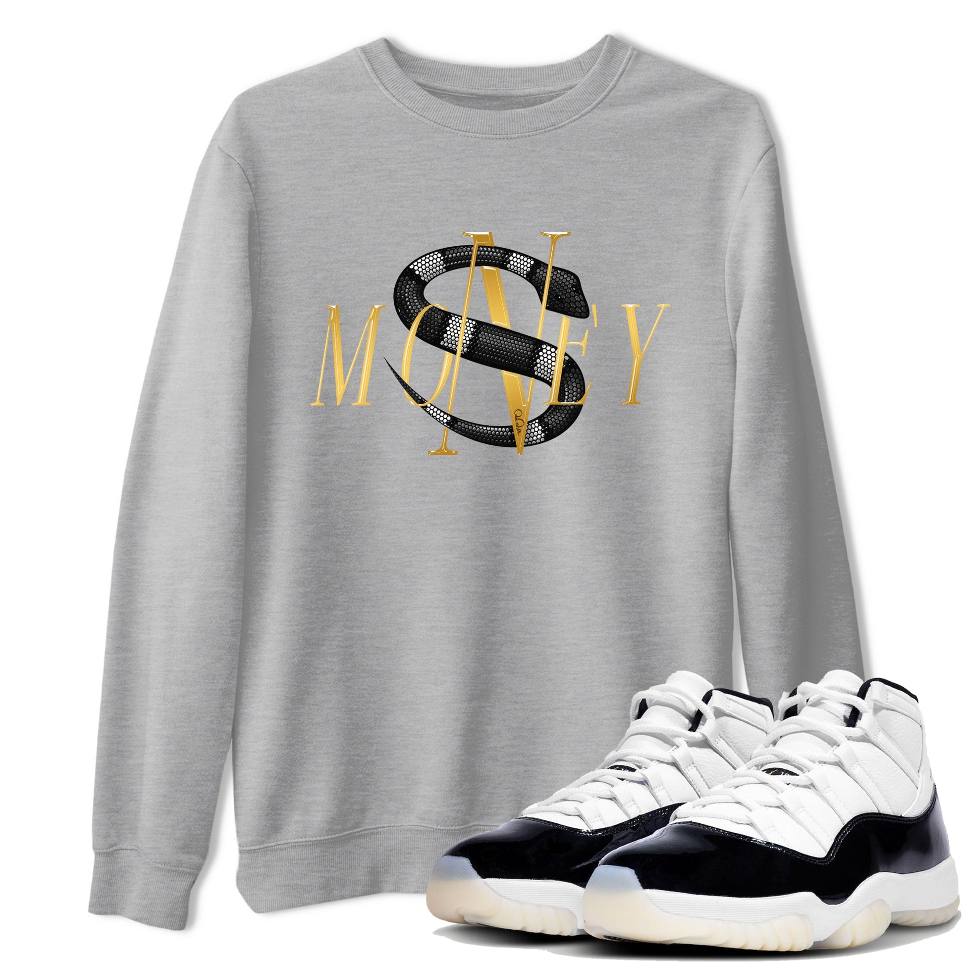 Air Jordan 11 Gratitude shirt to match jordans Money Snake sneaker tees AJ11 Gratitude SNRT Sneaker Release Tees Unisex Heather Grey 1 T-Shirt