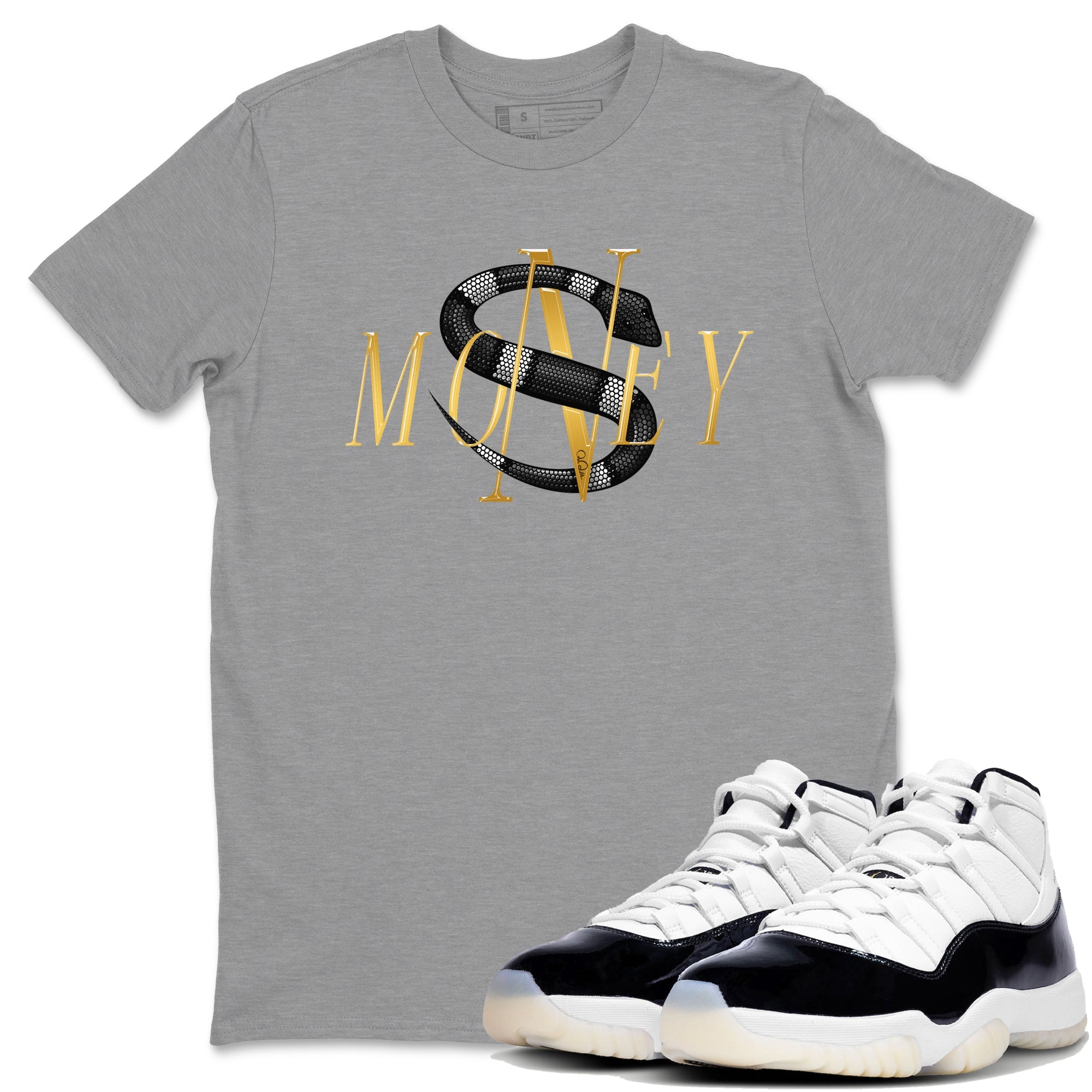 Air Jordan 11 Gratitude shirt to match jordans Money Snake sneaker tees AJ11 Gratitude SNRT Sneaker Release Tees Unisex Heather Grey 1 T-Shirt