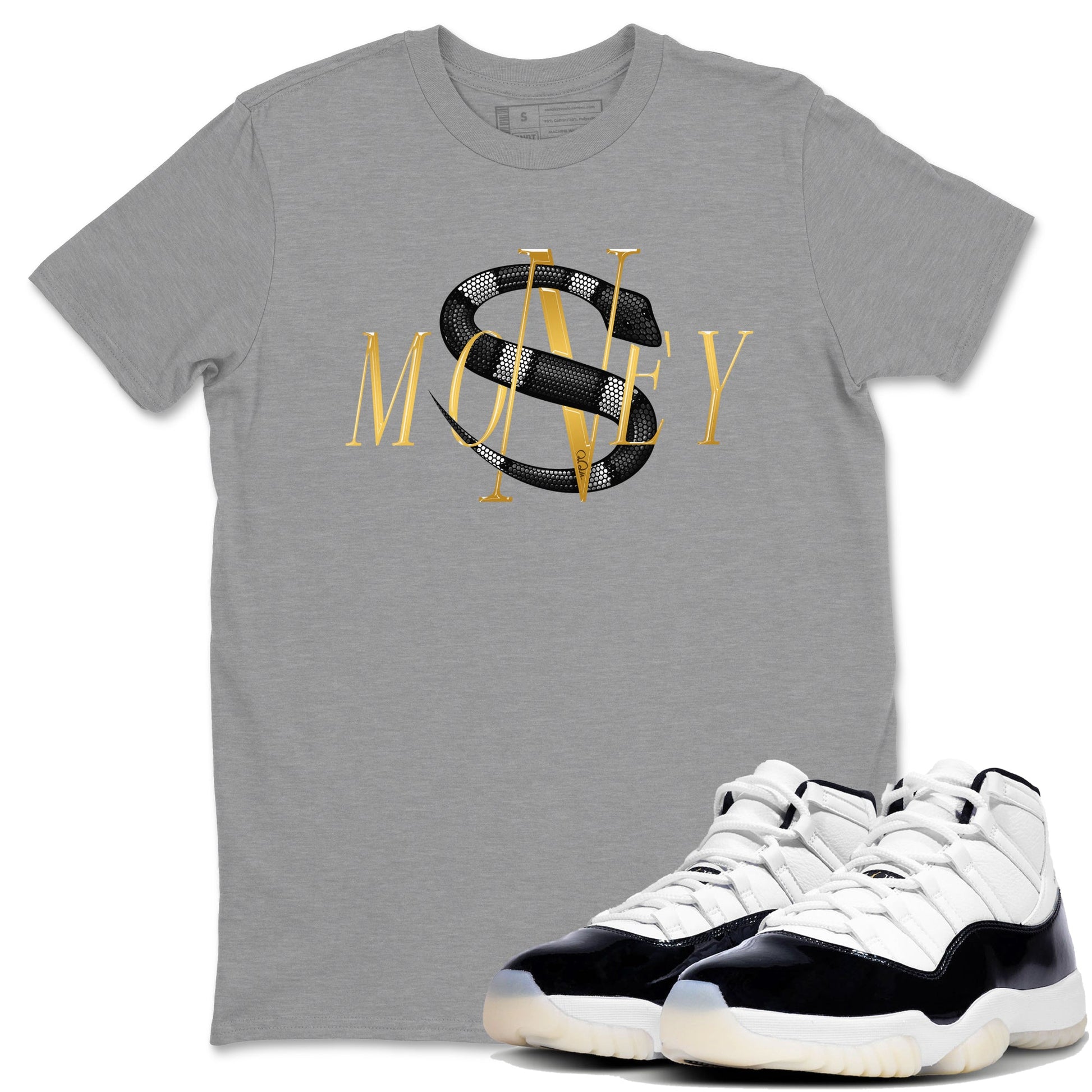 Air Jordan 11 Gratitude shirt to match jordans Money Snake sneaker tees AJ11 Gratitude SNRT Sneaker Release Tees Unisex Heather Grey 1 T-Shirt