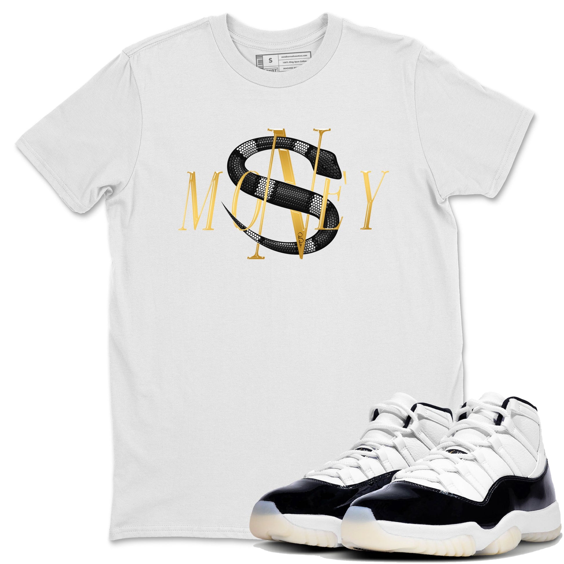 Air Jordan 11 Gratitude shirt to match jordans Money Snake sneaker tees AJ11 Gratitude SNRT Sneaker Release Tees Unisex White 1 T-Shirt