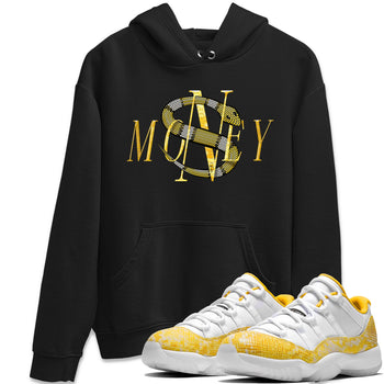 Air Jordan 11 Yellow Python Sneaker Match Tees Money Snake Sneaker Tees AJ11 Yellow Python Sneaker Release Tees Unisex Shirts Black 1