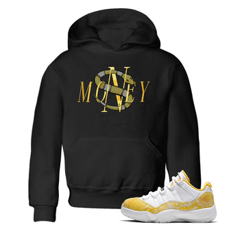 Air Jordan 11 Yellow Python Sneaker Match Tees Money Snake Sneaker Tees AJ11 Yellow Python Sneaker Release Tees Kids Shirts Black 1
