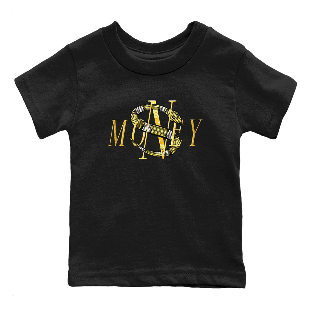 Air Jordan 11 Yellow Python Sneaker Match Tees Money Snake Sneaker Tees AJ11 Yellow Python Sneaker Release Tees Kids Shirts Black 2