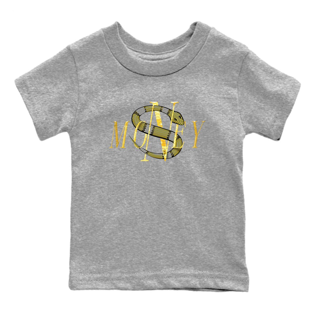Air Jordan 11 Yellow Python Sneaker Match Tees Money Snake Sneaker Tees AJ11 Yellow Python Sneaker Release Tees Kids Shirts Heather Grey 2
