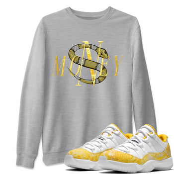 Air Jordan 11 Yellow Python Sneaker Match Tees Money Snake Sneaker Tees AJ11 Yellow Python Sneaker Release Tees Unisex Shirts Heather Grey 1