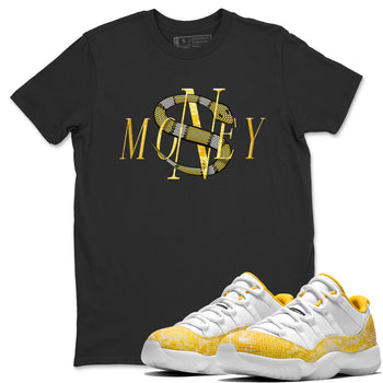 Air Jordan 11 Yellow Python Sneaker Match Tees Money Snake Sneaker Tees AJ11 Yellow Python Sneaker Release Tees Unisex Shirts Black 1