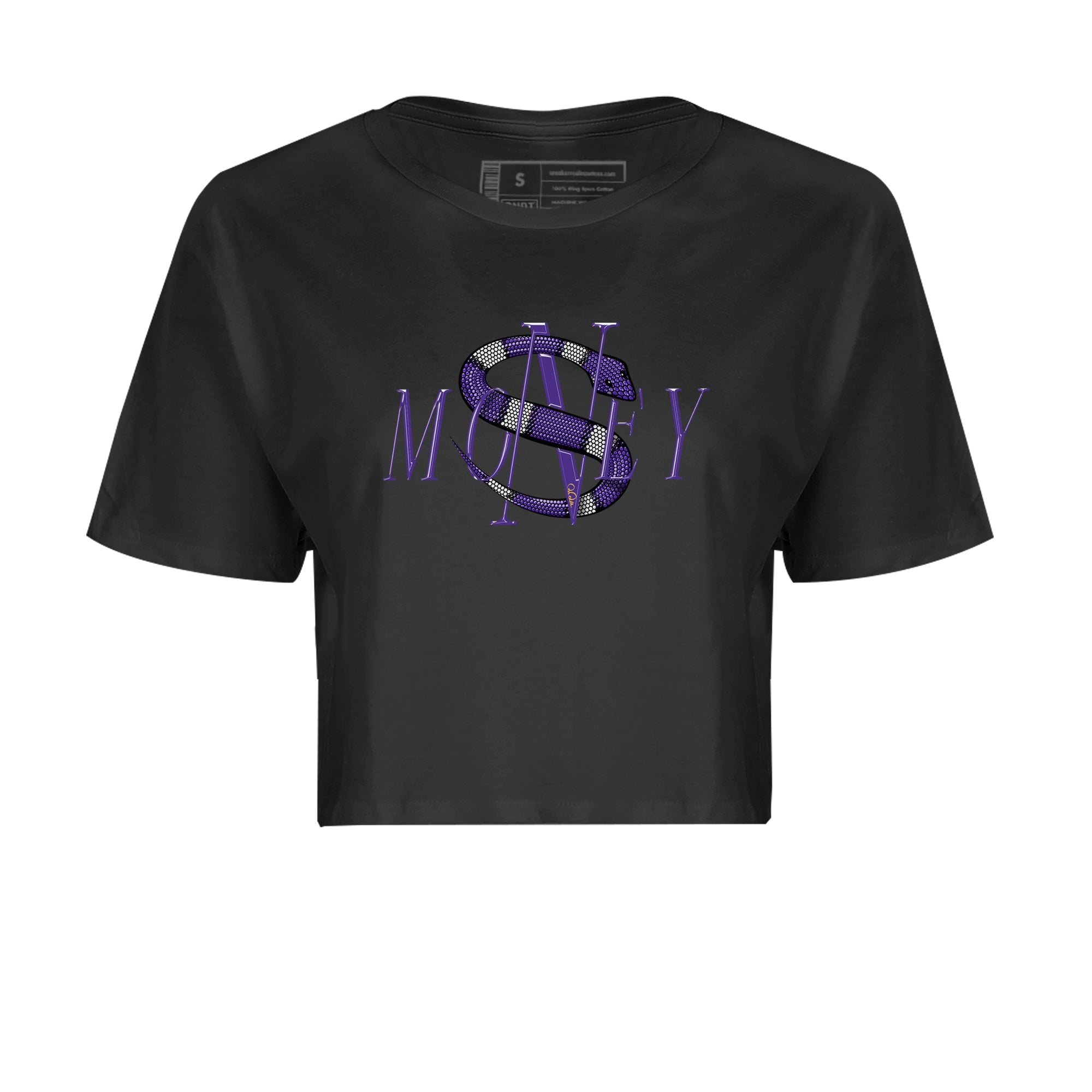Air Jordan 12 Field Purple Sneaker Match Tees Money Snake Sneaker Tees AJJordan 12 Lakers Sneaker Release Tees Women's Shirts Black 2