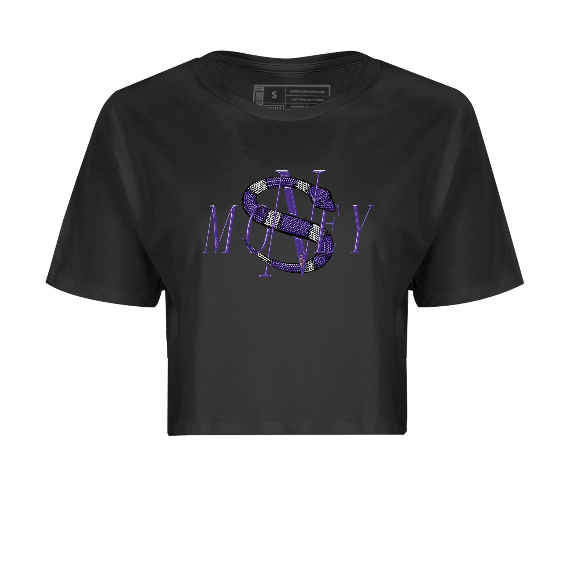 Air Jordan 12 Field Purple Sneaker Match Tees Money Snake Sneaker Tees AJJordan 12 Lakers Sneaker Release Tees Women's Shirts Black 2