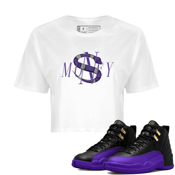 Air Jordan 12 Field Purple Sneaker Match Tees Money Snake Sneaker Tees AJJordan 12 Lakers Sneaker Release Tees Women's Shirts White 1