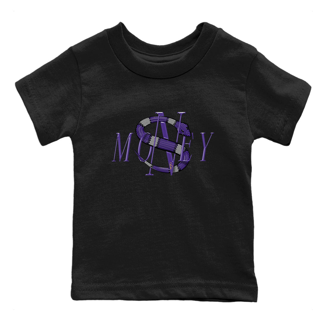 Air Jordan 12 Field Purple Sneaker Match Tees Money Snake Sneaker Tees AJJordan 12 Lakers Sneaker Release Tees Kids Shirts Black 2