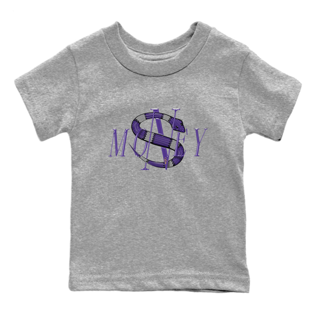 Air Jordan 12 Field Purple Sneaker Match Tees Money Snake Sneaker Tees AJJordan 12 Lakers Sneaker Release Tees Kids Shirts Heather Grey 2