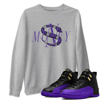 Air Jordan 12 Field Purple Sneaker Match Tees Money Snake Sneaker Tees AJJordan 12 Lakers Sneaker Release Tees Unisex Shirts Heather Grey 1