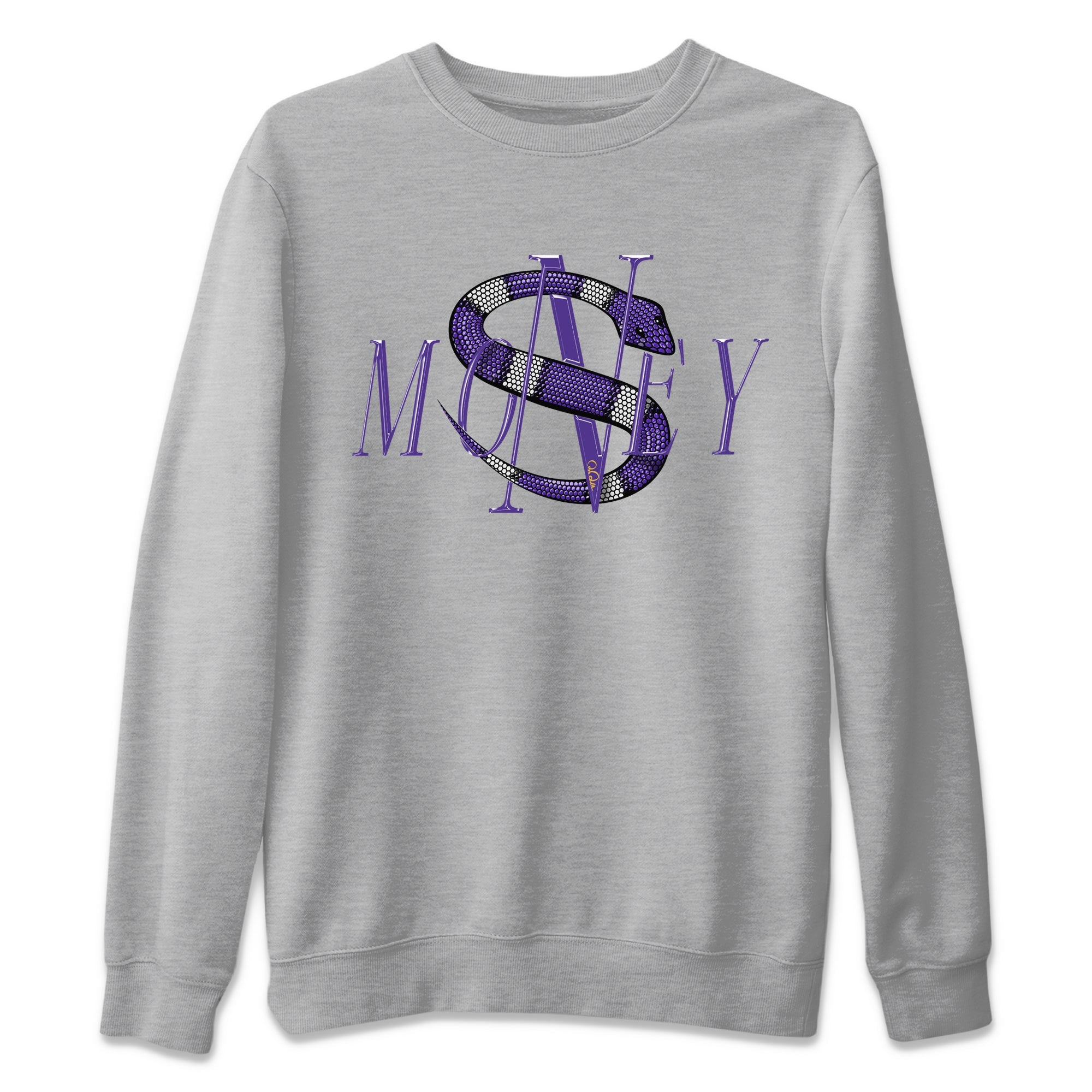 Air Jordan 12 Field Purple Sneaker Match Tees Money Snake Sneaker Tees AJJordan 12 Lakers Sneaker Release Tees Unisex Shirts Heather Grey 2