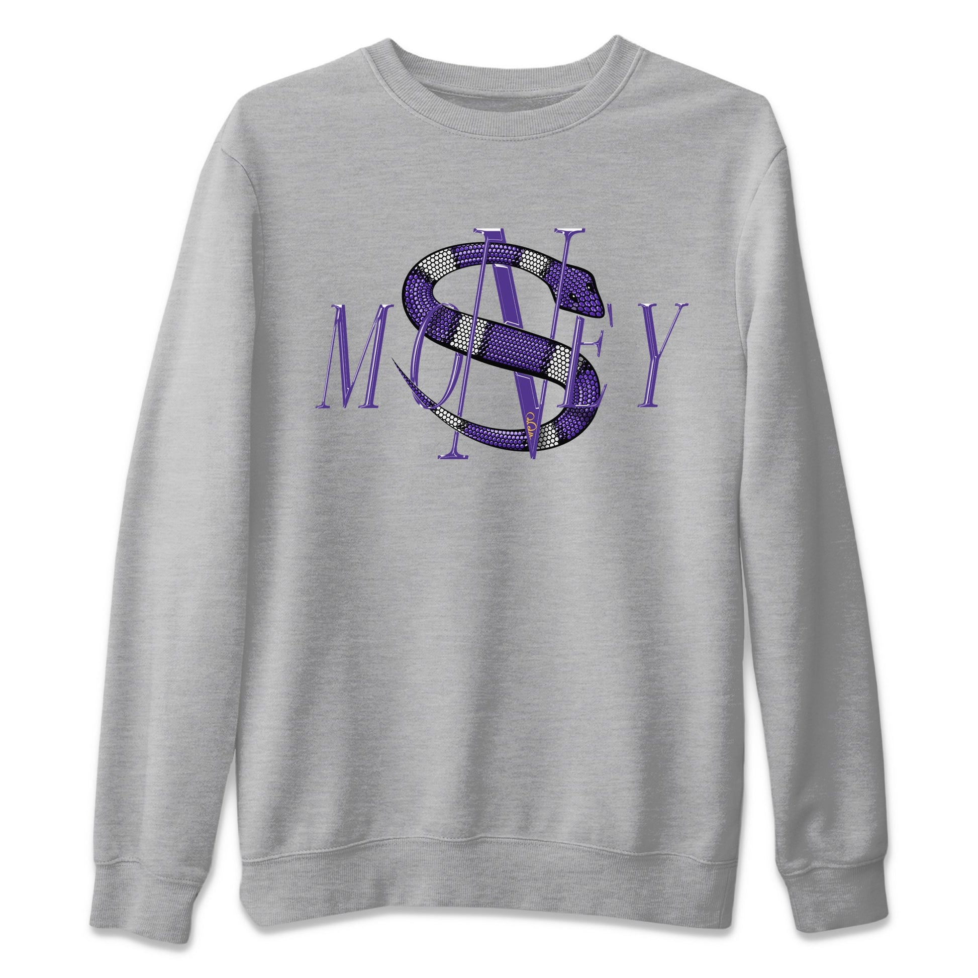 Air Jordan 12 Field Purple Sneaker Match Tees Money Snake Sneaker Tees AJJordan 12 Lakers Sneaker Release Tees Unisex Shirts Heather Grey 2