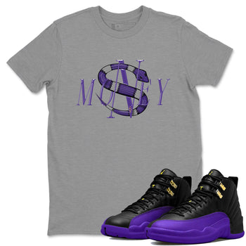 Air Jordan 12 Field Purple Sneaker Match Tees Money Snake Sneaker Tees AJJordan 12 Lakers Sneaker Release Tees Unisex Shirts Heather Grey 1