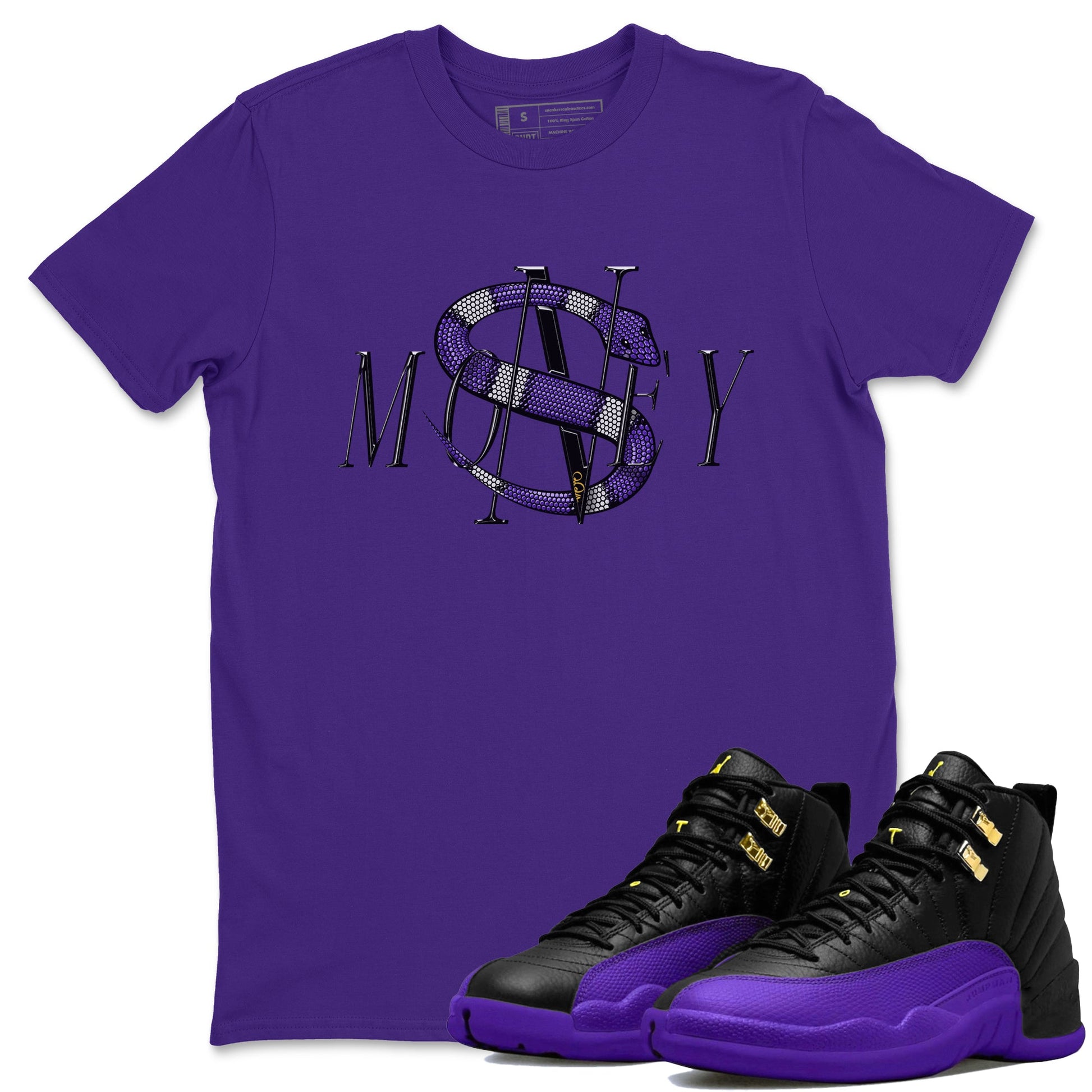 Air Jordan 12 Field Purple Sneaker Match Tees Money Snake Sneaker Tees AJJordan 12 Lakers Sneaker Release Tees Unisex Shirts Purple 1