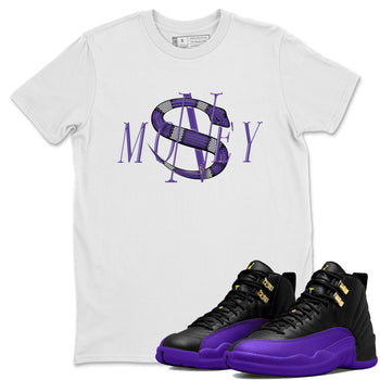 Air Jordan 12 Field Purple Sneaker Match Tees Money Snake Sneaker Tees AJJordan 12 Lakers Sneaker Release Tees Unisex Shirts White 1