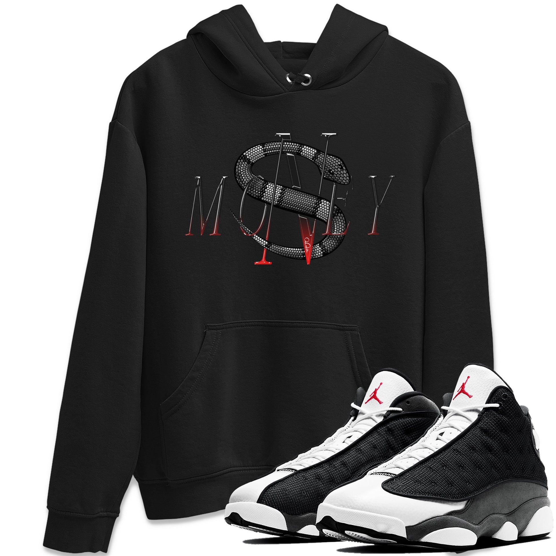 Air Jordan 13 Black Flint Sneaker Match Tees Money Snake Sneaker Tees AJ13 Retro Black Flint Sneaker Release Tees Unisex Shirts Black 1