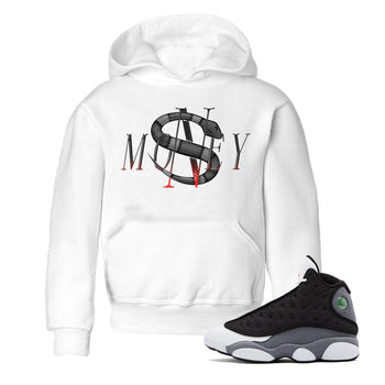 Air Jordan 13 Black Flint Sneaker Match Tees Money Snake Sneaker Tees AJ13 Retro Black Flint Sneaker Release Tees Kids Shirts White 1