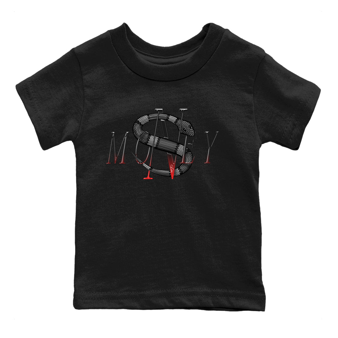 Air Jordan 13 Black Flint Sneaker Match Tees Money Snake Sneaker Tees AJ13 Retro Black Flint Sneaker Release Tees Kids Shirts Black 2