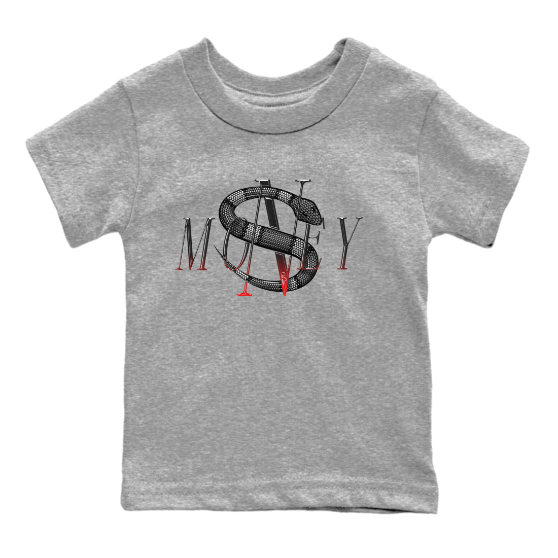 Air Jordan 13 Black Flint Sneaker Match Tees Money Snake Sneaker Tees AJ13 Retro Black Flint Sneaker Release Tees Kids Shirts Heather Grey 2