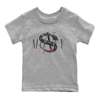 Air Jordan 13 Black Flint Sneaker Match Tees Money Snake Sneaker Tees AJ13 Retro Black Flint Sneaker Release Tees Kids Shirts Heather Grey 2