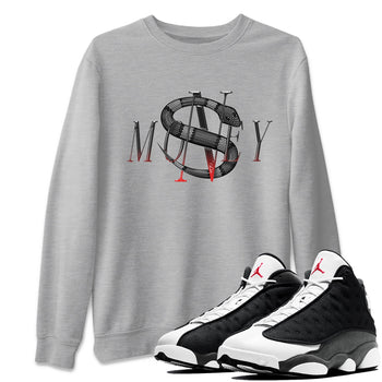 Air Jordan 13 Black Flint Sneaker Match Tees Money Snake Sneaker Tees AJ13 Retro Black Flint Sneaker Release Tees Unisex Shirts Heather Grey 1