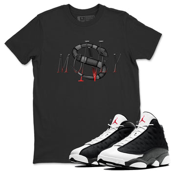 Air Jordan 13 Black Flint Sneaker Match Tees Money Snake Sneaker Tees AJ13 Retro Black Flint Sneaker Release Tees Unisex Shirts Black 1