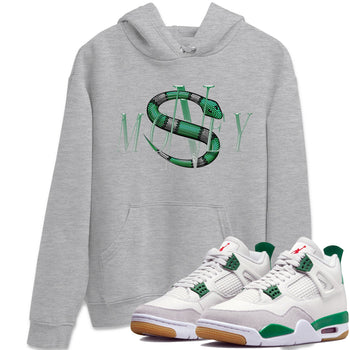 Jordan 4 Pine Green SB Sneaker Match Tees Money Snake Sneaker Tees AJ4 Pine Green SB Sneaker Tees Sneaker Release Shirts Unisex Shirts Heather Grey 1