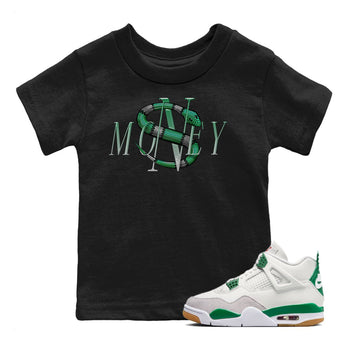 Air Jordan 4 Pine Green Sneaker Match Tees Money Snake Sneaker Tees AJ4 Pine Green Sneaker Release Tees Kids Shirts Black 1