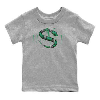 Air Jordan 4 Pine Green Sneaker Match Tees Money Snake Sneaker Tees AJ4 Pine Green Sneaker Release Tees Kids Shirts Heather Grey 2