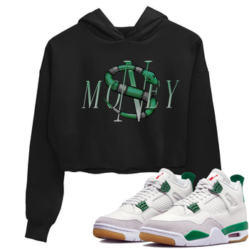 Jordan 4 Pine Green SB Sneaker Match Tees Money Snake Sneaker Tees AJ4 Pine Green SB Sneaker Tees Sneaker Release Shirts Women's Shirts Black 1