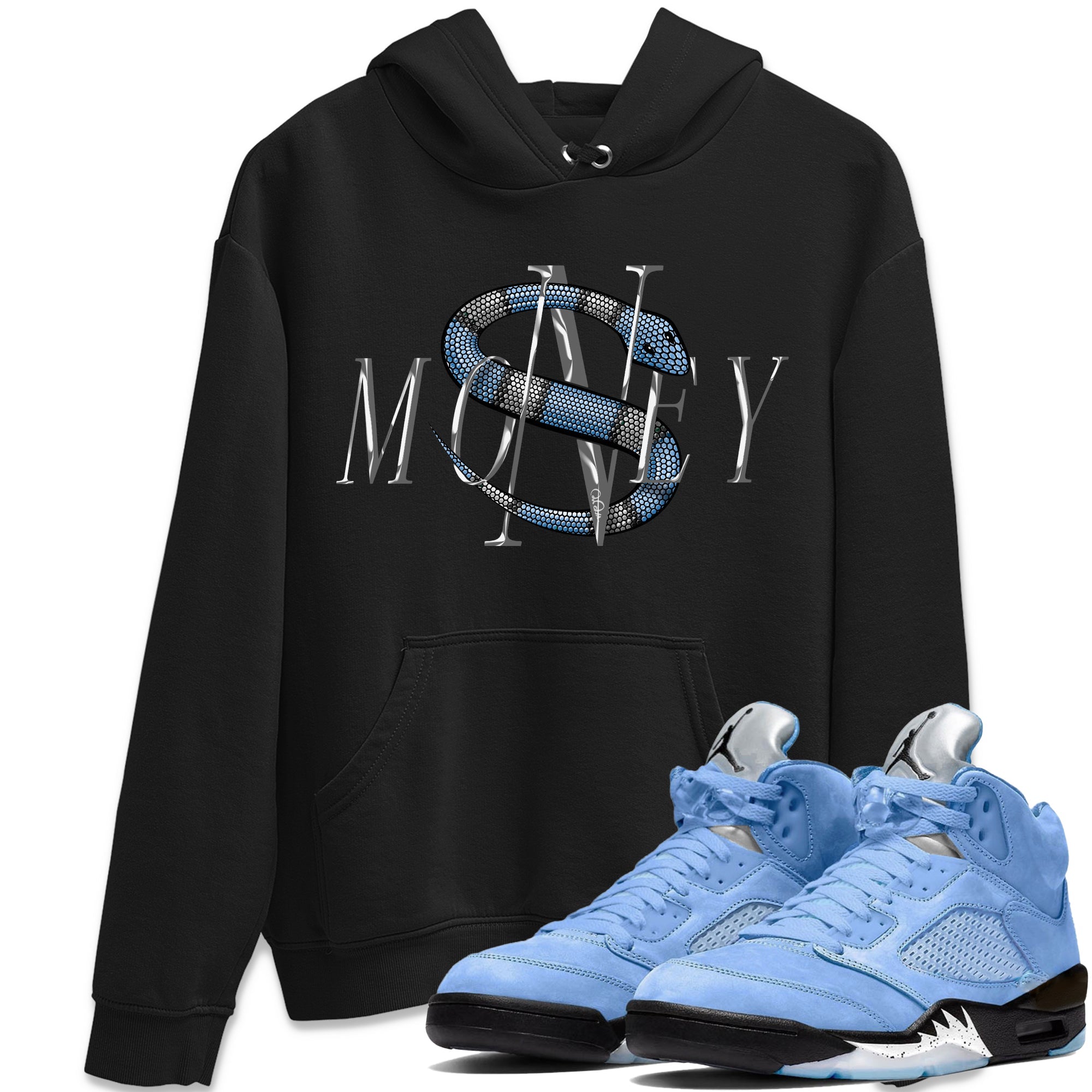Jordan 5 UNC Jordan Shirts Money Snake Sneaker Tees AJ5 UNC SNRT Sneaker Tees Unisex Shirts Black 1