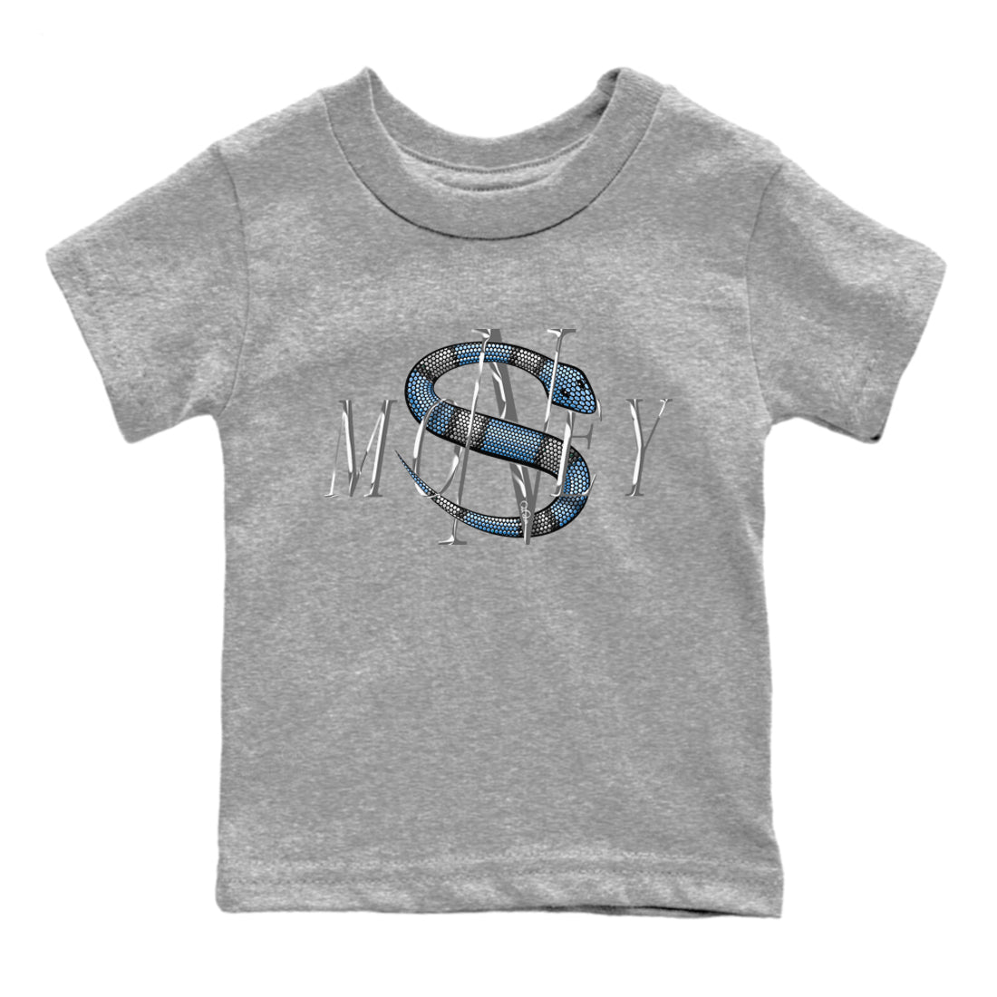 Jordan 5 UNC Jordan Shirts Money Snake Sneaker Tees AJ5 UNC Sneaker Release Tees Kids Shirts Heather Grey 2