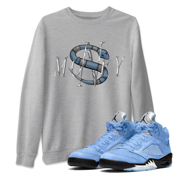 Jordan 5 UNC Jordan Shirts Money Snake Sneaker Tees AJ5 UNC SNRT Sneaker Tees Unisex Shirts Heather Grey 1