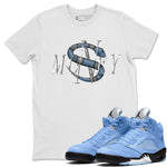 Jordan 5 UNC Jordan Shirts Money Snake Sneaker Tees AJ5 UNC SNRT Sneaker Tees Unisex Shirts White 1