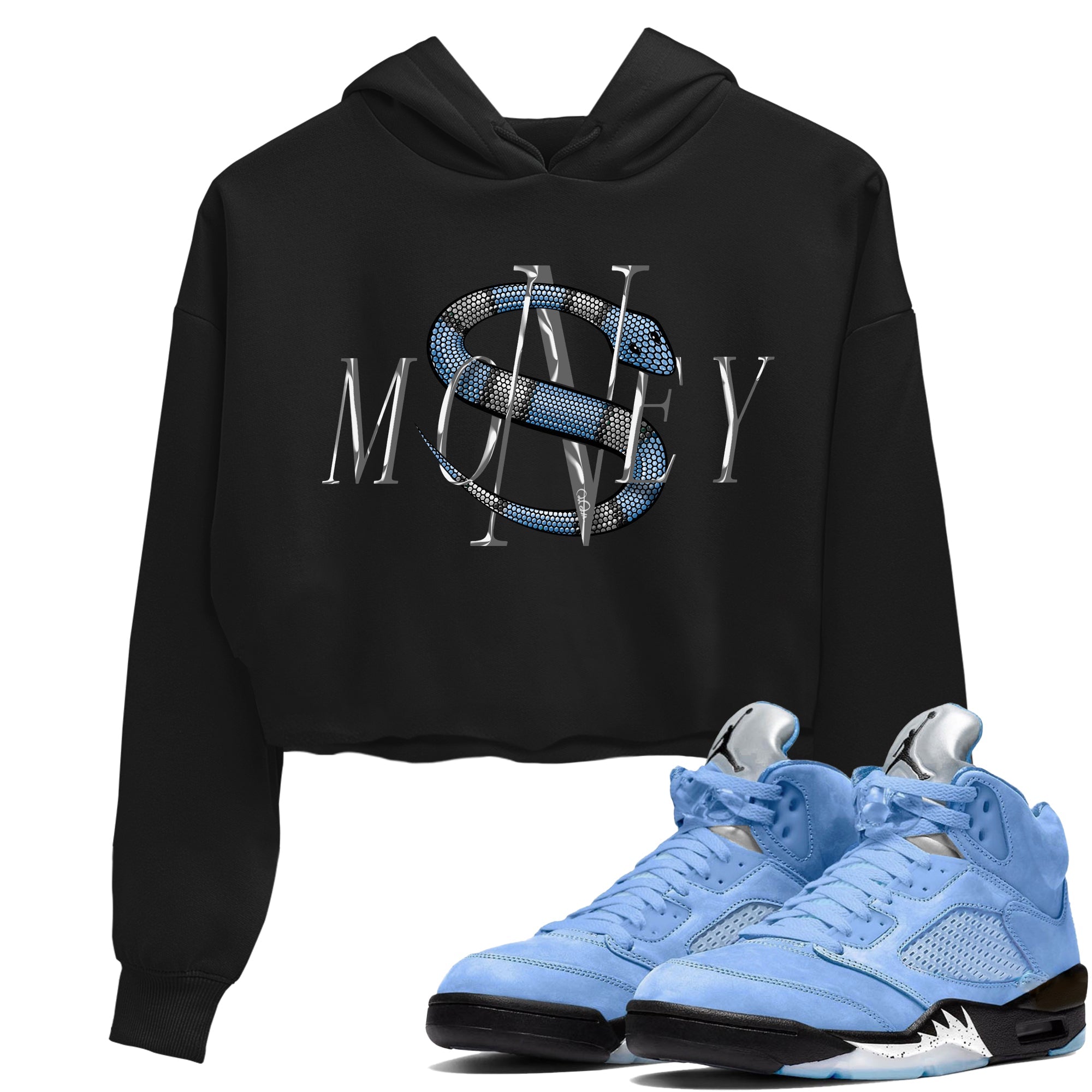 Jordan 5 UNC Jordan Shirts Money Snake Sneaker Tees AJ5 UNC Sneaker Release Tees Women's Shirts Black 1