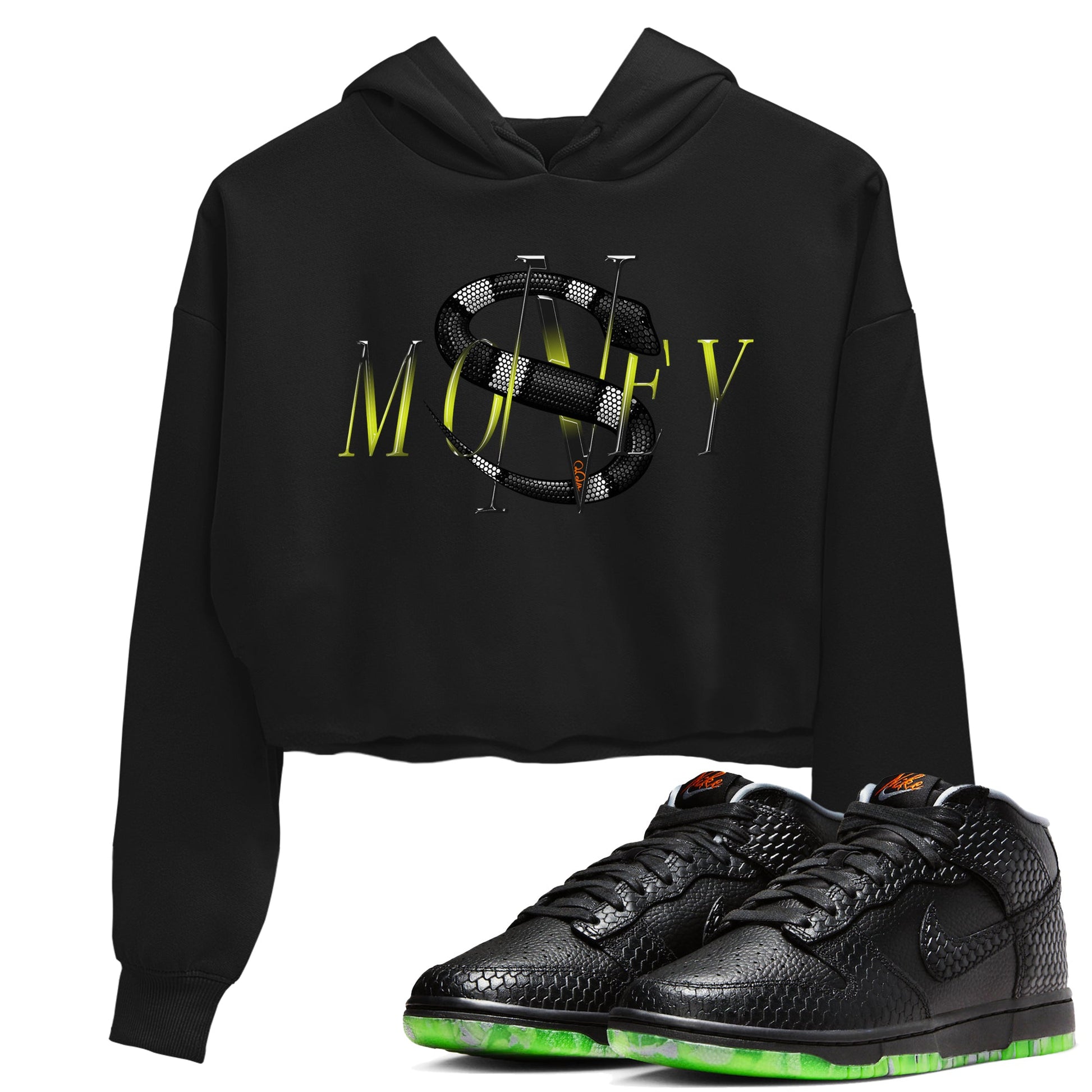 Dunk Mid Premium shirt to match jordans Money Snake sneaker tees Halloween Night NikeDunk Halloween SNRT Sneaker Release Tees Black 1 Crop T-Shirt