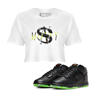 Dunk Mid Premium shirt to match jordans Money Snake sneaker tees Halloween Night NikeDunk Halloween SNRT Sneaker Release Tees White 1 Crop T-Shirt