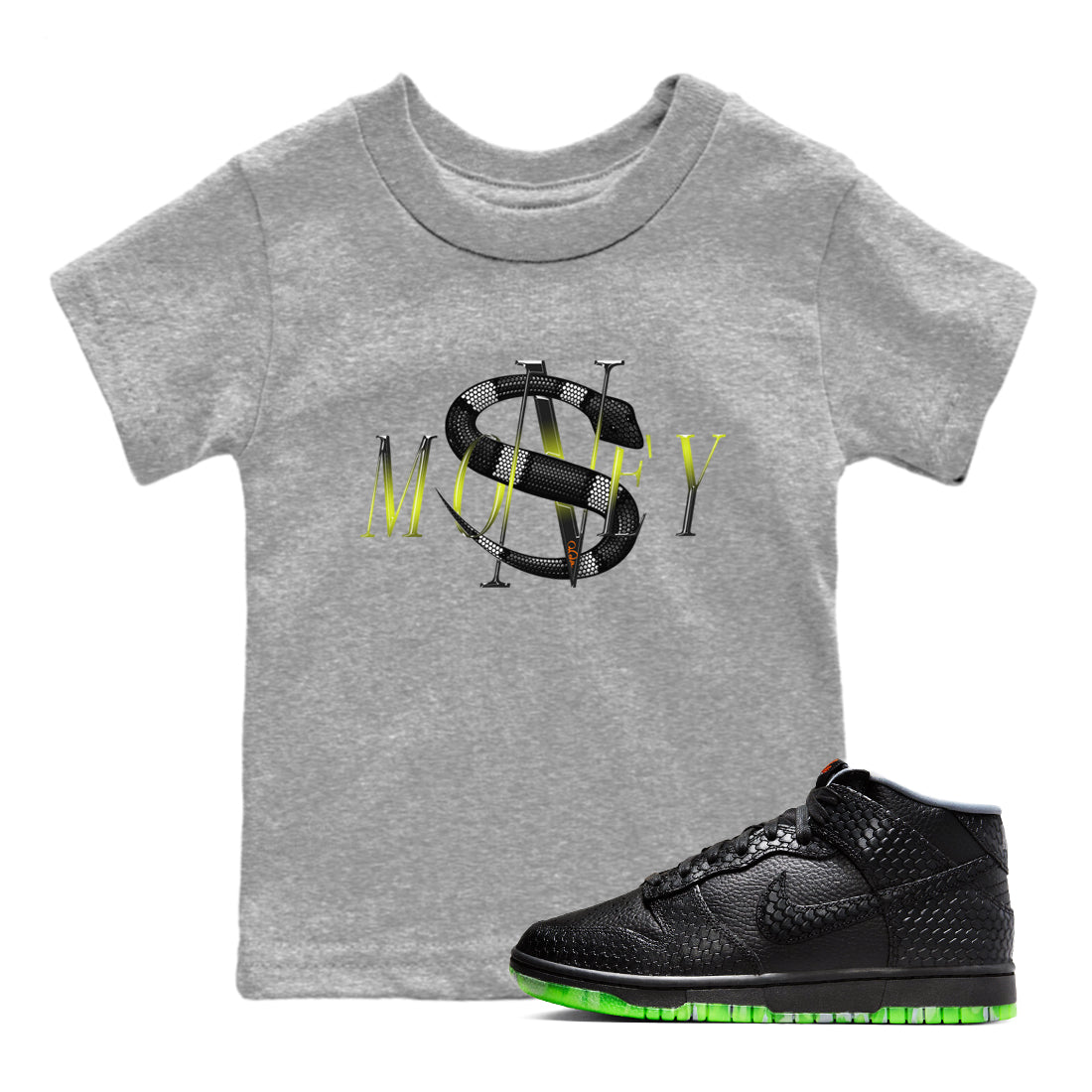 Dunk Mid Premium shirt to match jordans Money Snake sneaker tees Halloween Night NikeDunk Halloween SNRT Sneaker Release Tees Baby Toddler Heather Grey 1 T-Shirt