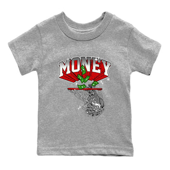 Air Jordan 4 Red Cement Sneaker Match Tees Money Swish Sneaker Tees AJ4 Red Cement Sneaker Release Tees Kids Shirts Heather Grey 2