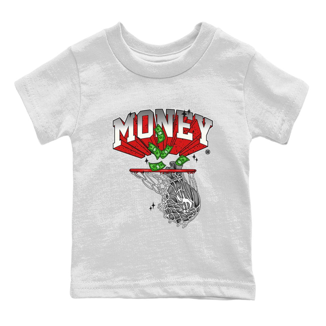 Air Jordan 4 Red Cement Sneaker Match Tees Money Swish Sneaker Tees AJ4 Red Cement Sneaker Release Tees Kids Shirts White 2