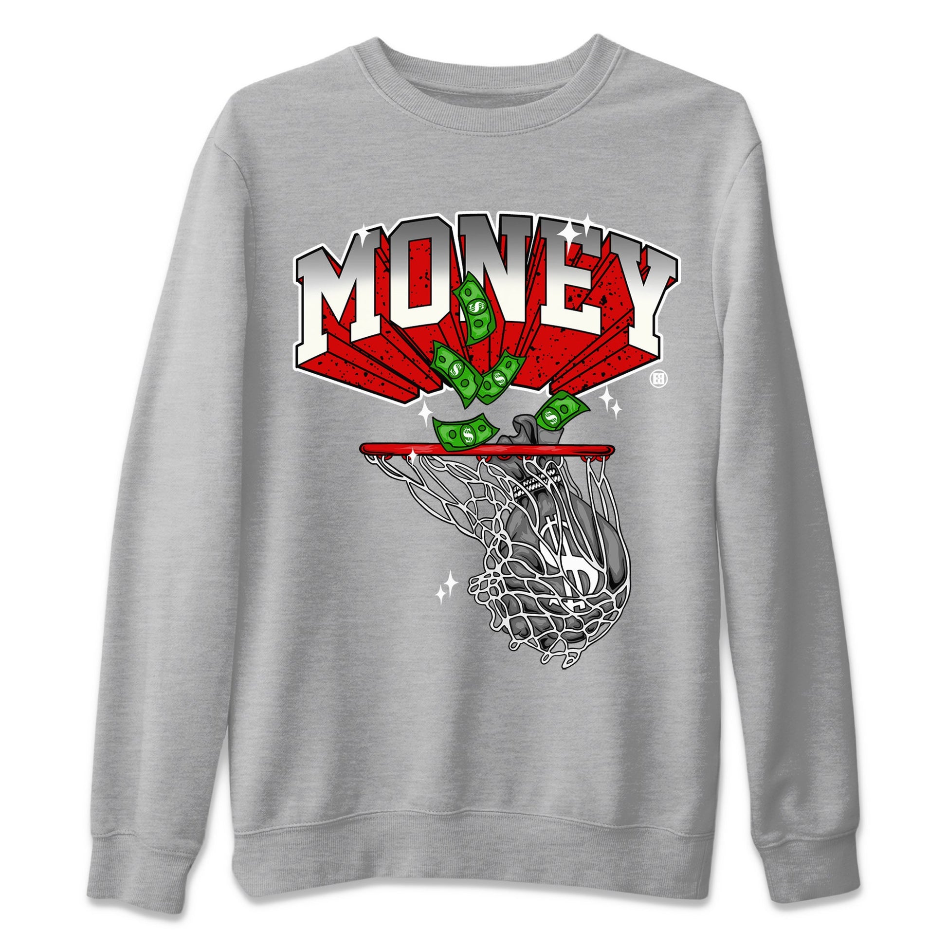 Air Jordan 4 Red Cement Sneaker Match Tees Money Swish Sneaker Tees AJ4 Red Cement Sneaker Release Tees Unisex Shirts Heather Grey 2