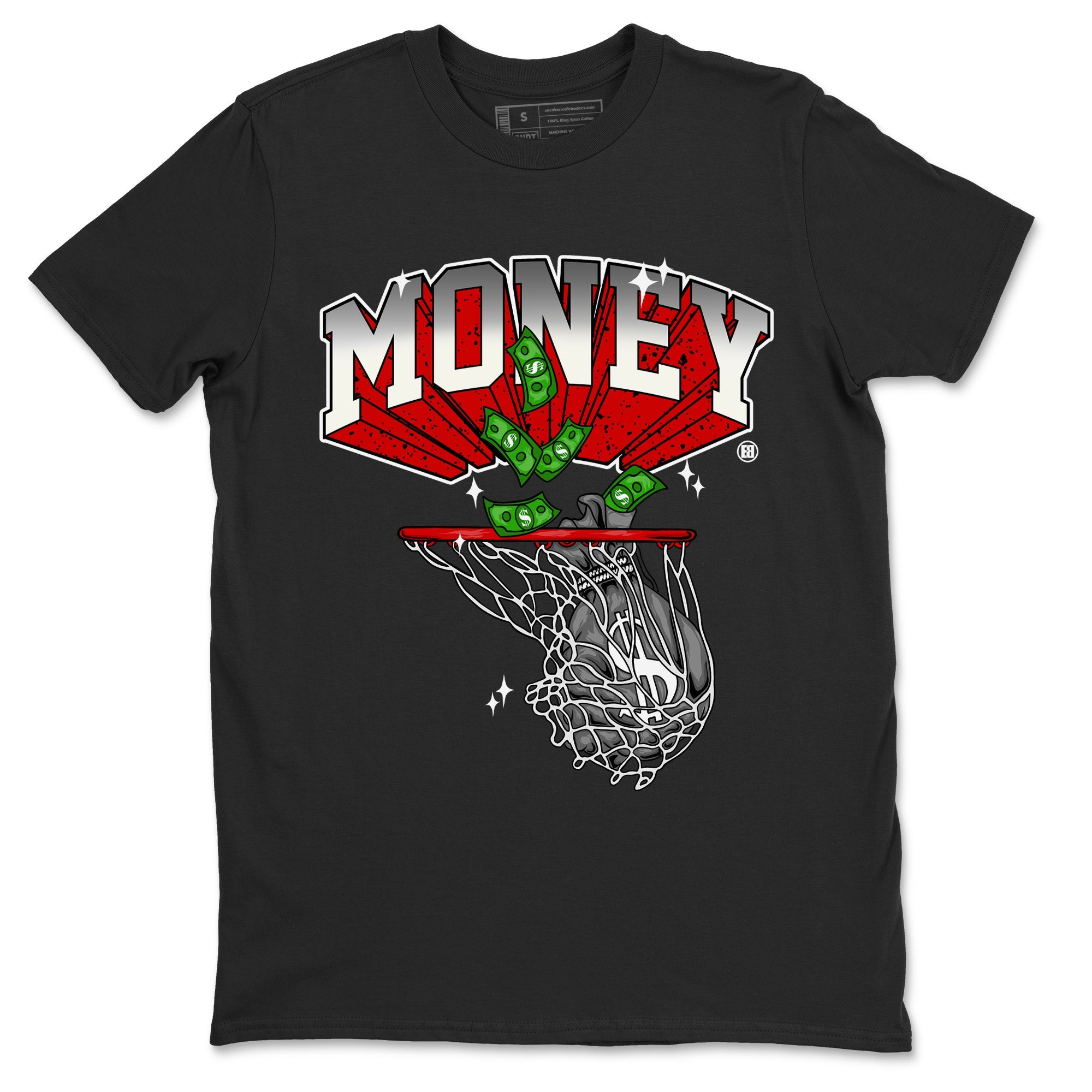 Air Jordan 4 Red Cement Sneaker Match Tees Money Swish Sneaker Tees AJ4 Red Cement Sneaker Release Tees Unisex Shirts Black 2
