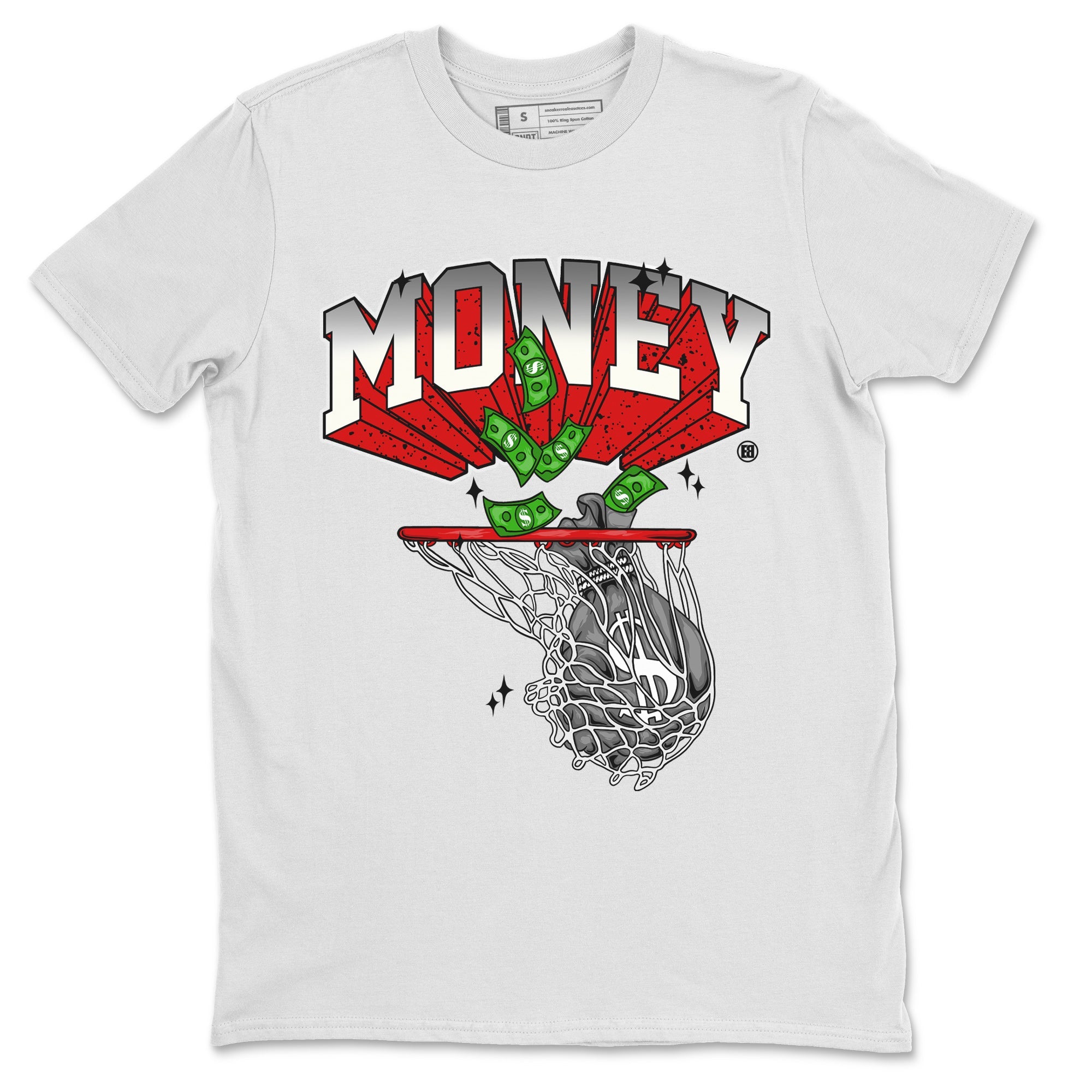 Air Jordan 4 Red Cement Sneaker Match Tees Money Swish Sneaker Tees AJ4 Red Cement Sneaker Release Tees Unisex Shirts White 2