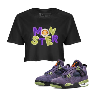 Air Jordan 4 Canyon Purple shirt to match jordans Monster sneaker tees AJ4 Canyon Purple SNRT Sneaker Release Tees Black 1 Crop T-Shirt, Halloween tshirt