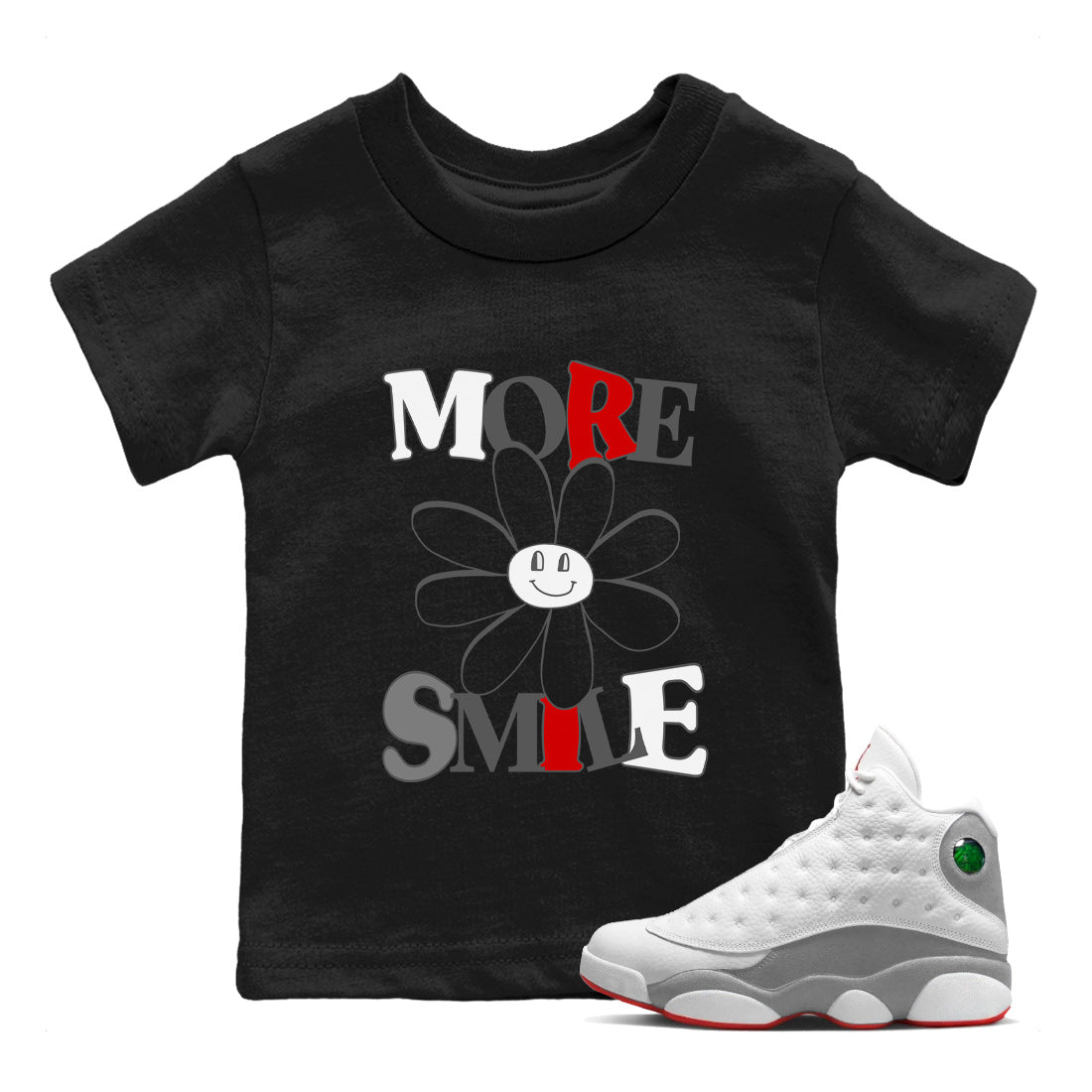 Air Jordan 13 Wolf Grey Sneaker Match Tees More Smile Sneaker Tees Air Jordan 13 Retro Wolf Grey T-Shirt Kids Shirts Black 1