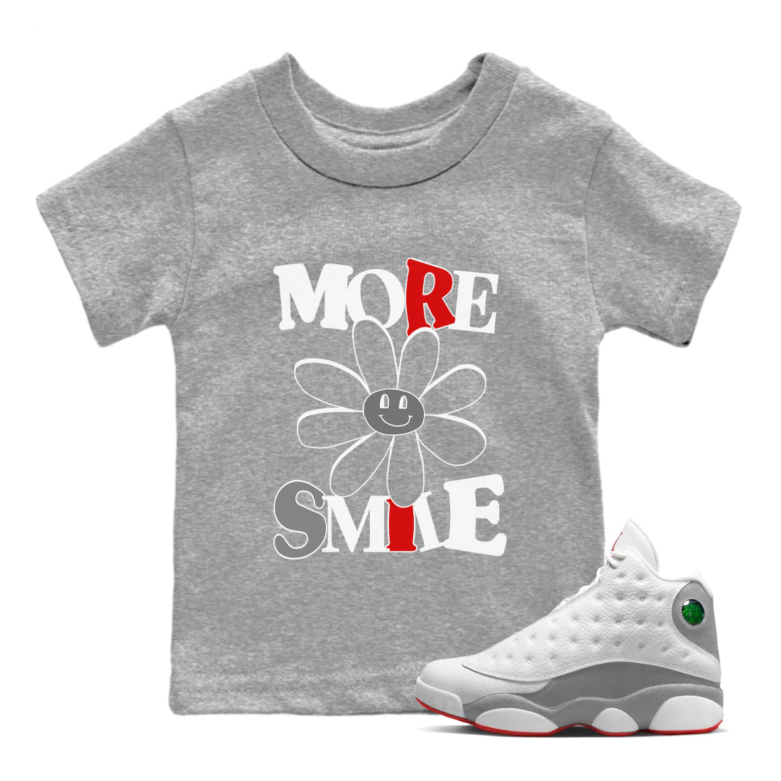 Air Jordan 13 Wolf Grey Sneaker Match Tees More Smile Sneaker Tees Air Jordan 13 Retro Wolf Grey T-Shirt Kids Shirts Heather Grey 1