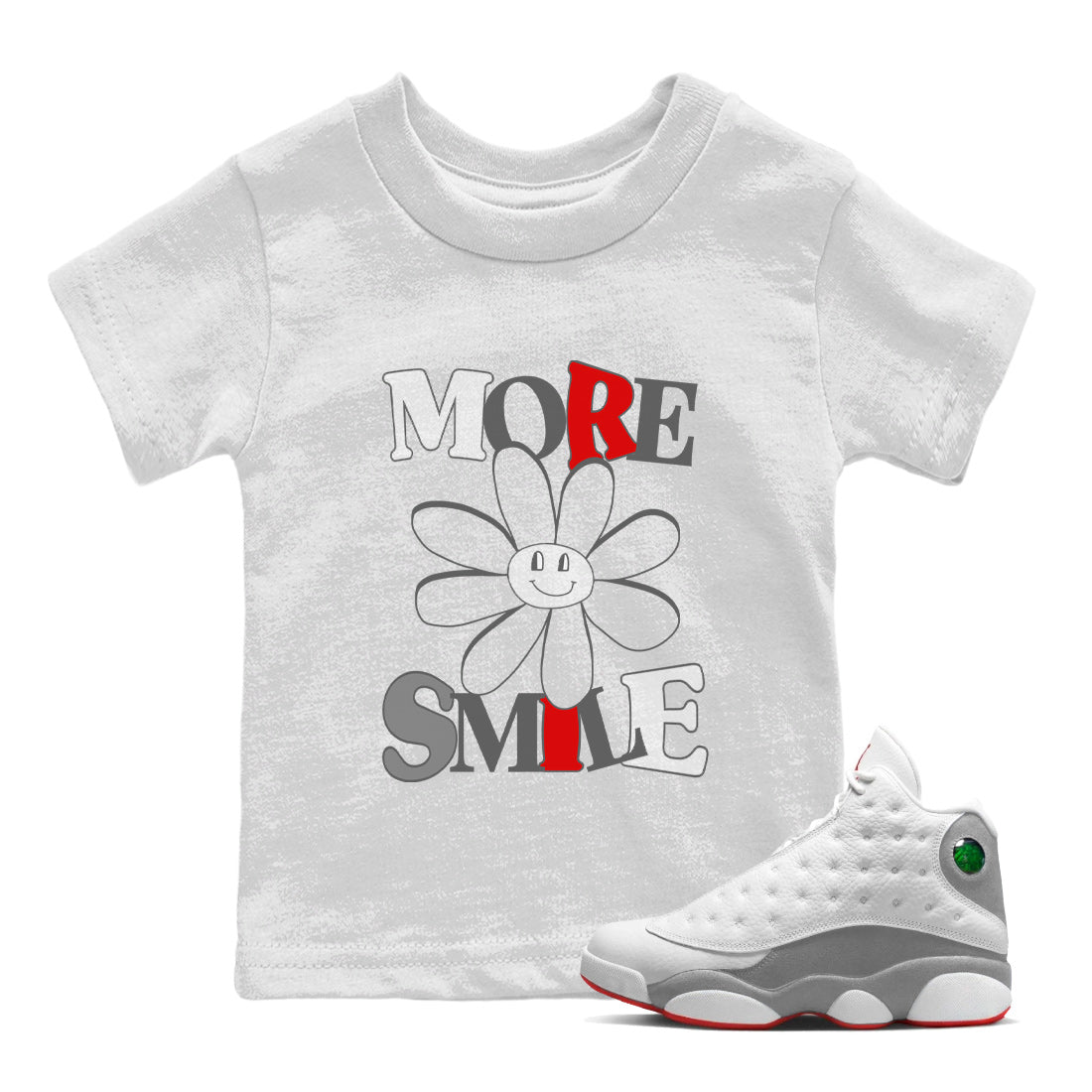 Air Jordan 13 Wolf Grey Sneaker Match Tees More Smile Sneaker Tees Air Jordan 13 Retro Wolf Grey T-Shirt Kids Shirts White 1