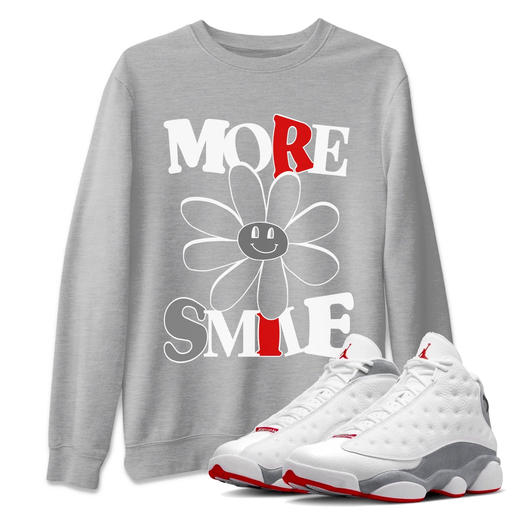 Air Jordan 13 Wolf Grey Sneaker Match Tees More Smile Sneaker Tees Air Jordan 13 Retro Wolf Grey T-Shirt Unisex Shirts Heather Grey 1